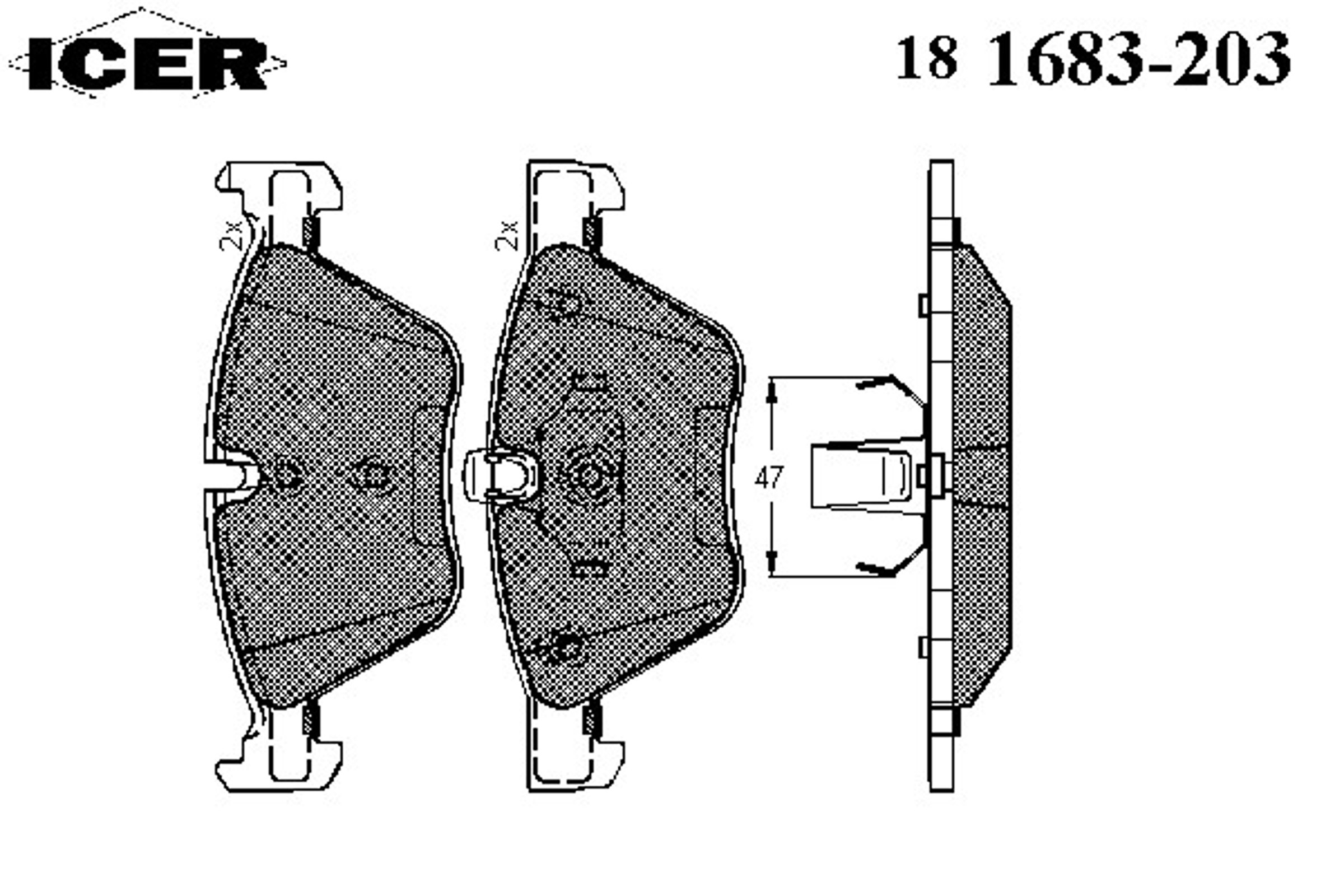 Колодки тормозные дисковые комплект ICER 181683-203