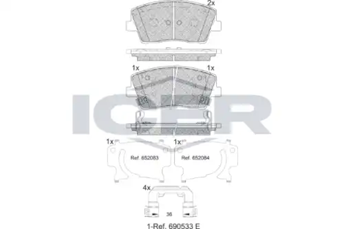 182368 колодки торм. перед. ICER 182368