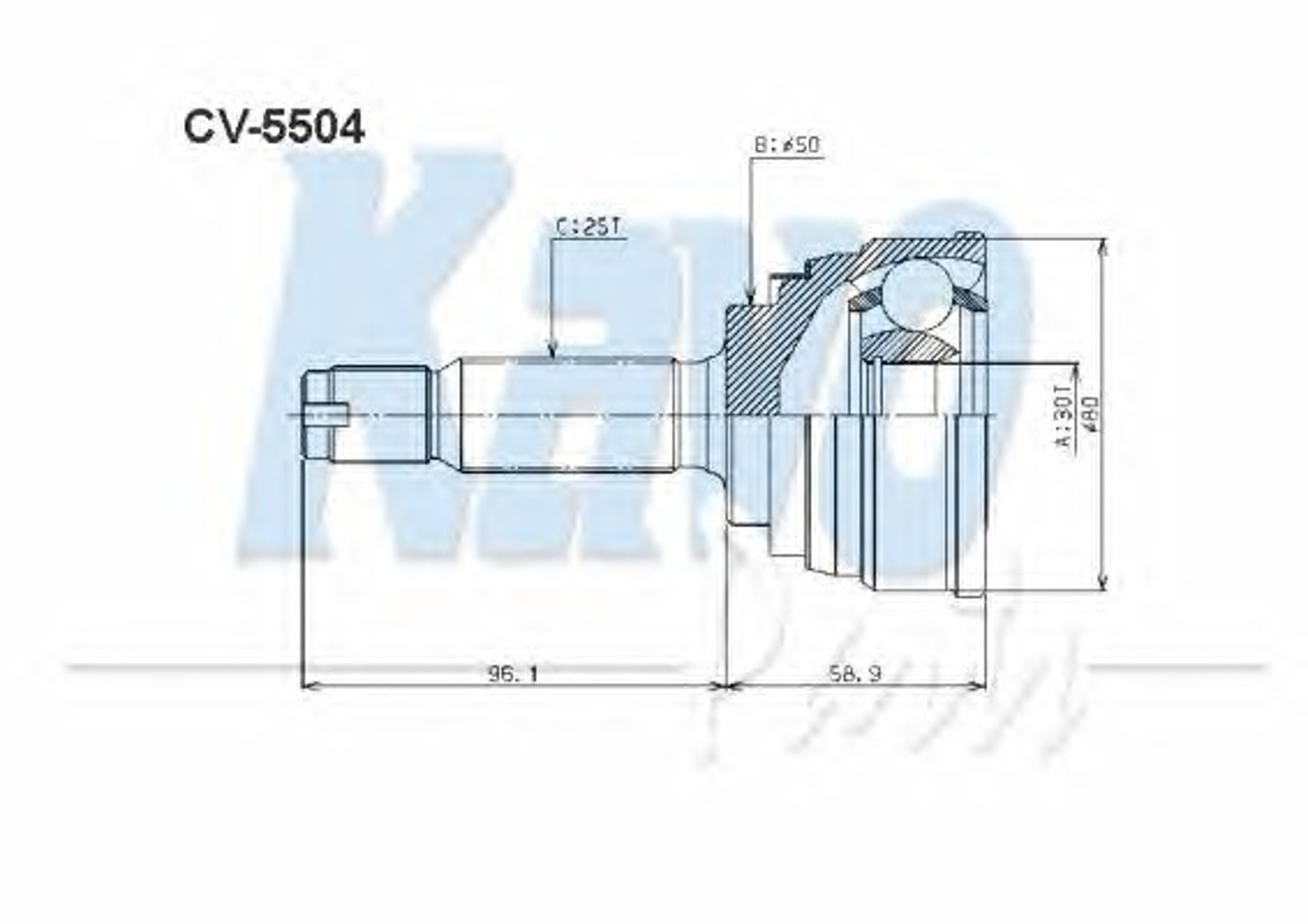Шарнирный комплект приводной вал KAVO PARTS CV-5504