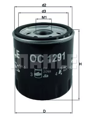 Фильтр масляный oc 1291 s0044 MAHLE/KNECHT OC1291