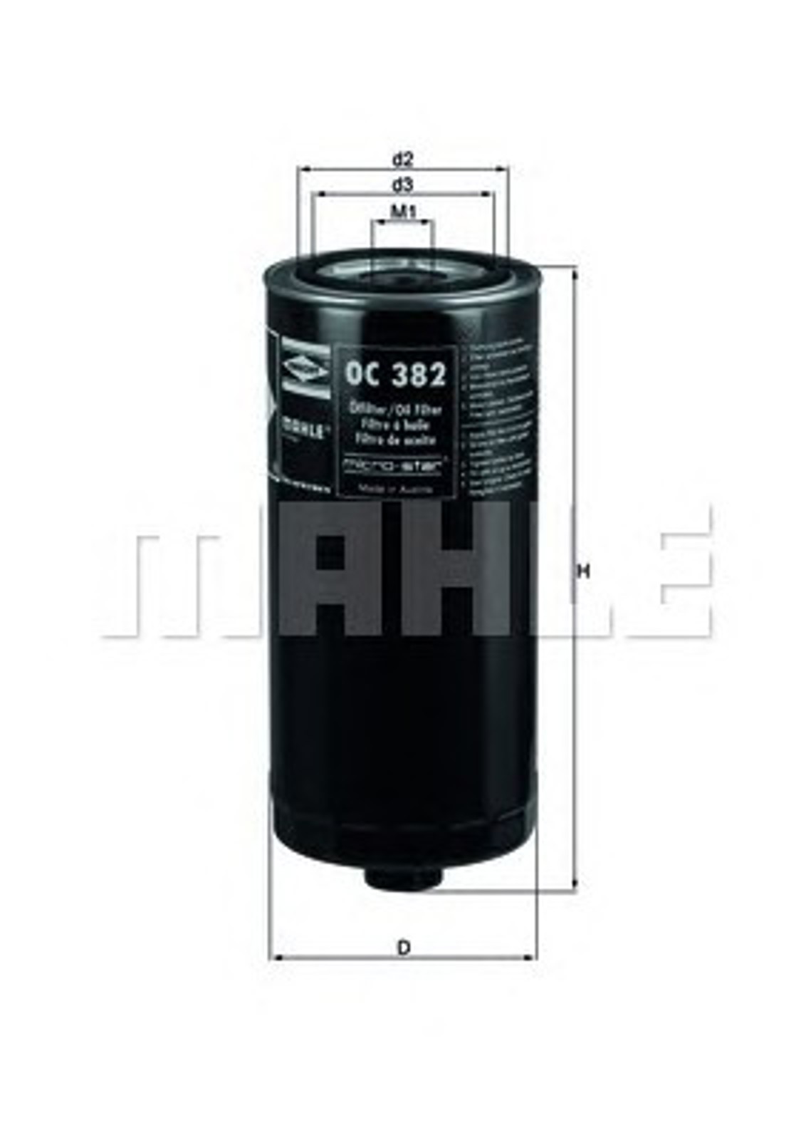 Фильтр масляный MAHLE/KNECHT OC382