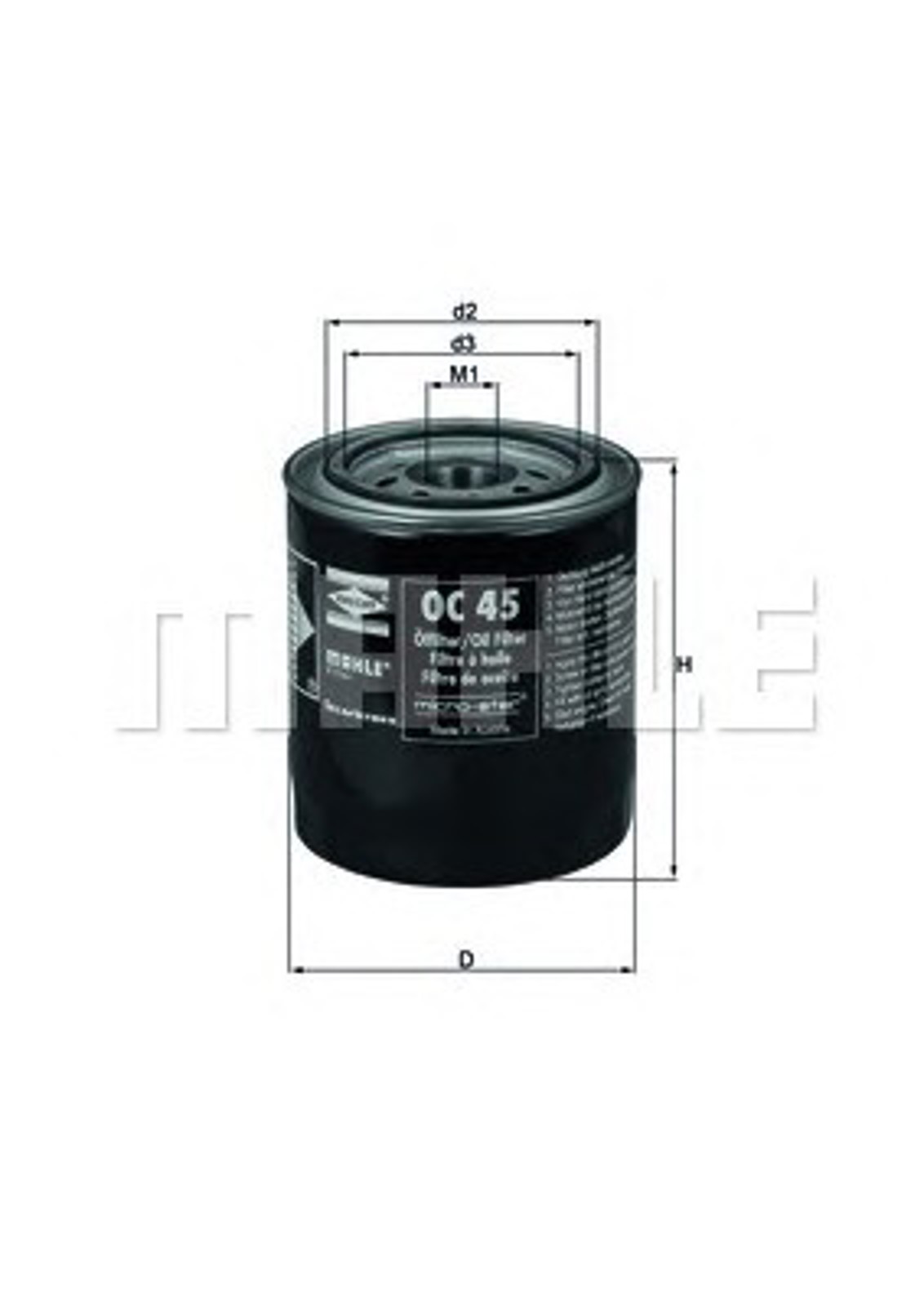 Фильтр масляный MAHLE/KNECHT OC45