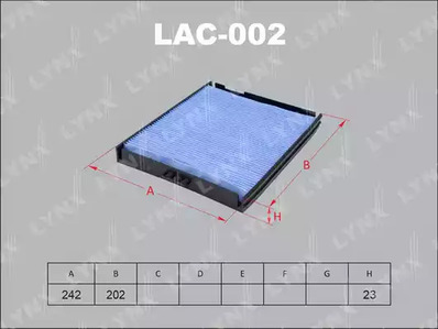 Салонный фильтр LYNXAUTO LAC-002