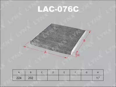 Фильтр воздушный салонный LYNXAUTO LAC-076C
