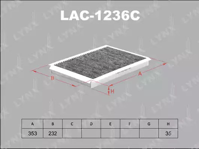 Фильтр воздушный салонный угольный LYNXAUTO LAC-1236C