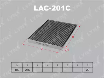 Фильтр воздушный салонный угольный LYNXAUTO LAC-201C