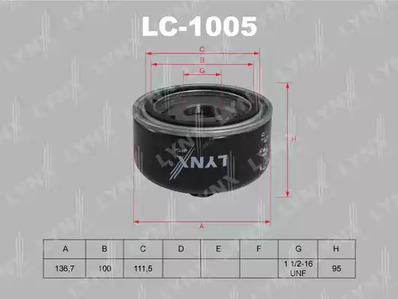 Масляный фильтр LYNXAUTO LC-1005