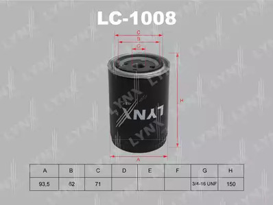 Масляный фильтр LYNXAUTO LC-1008