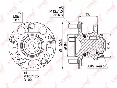 Комплект подшипника ступицы колеса LYNXAUTO WH-1023