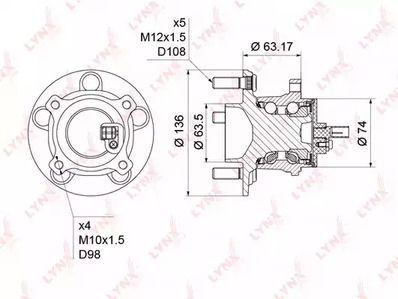 Ступица в сборе с подшипником LYNXAUTO WH-1225