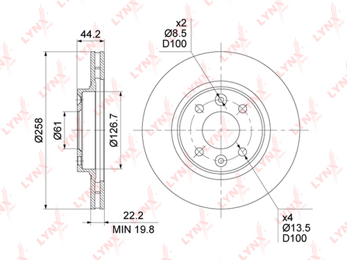 Тормозной диск LYNXAUTO BN-1419