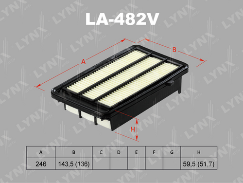 Фильтр воздушный LYNXAUTO LA482V