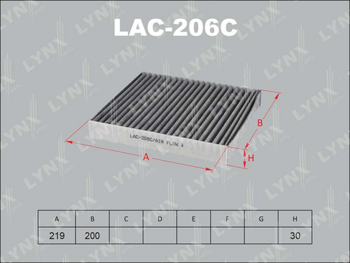 Салонный фильтр LYNXAUTO LAC-206C