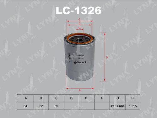 Фильтр масляный LYNXAUTO LC-1326