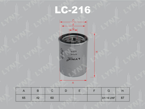 Масляный фильтр LYNXAUTO LC-216