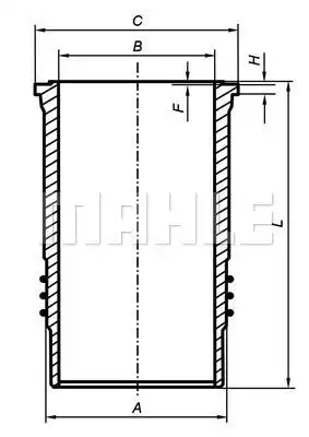 037 wn 48 00 гильза цилиндра без колец r6 d131 MAHLE/KNECHT 037 WN 48 00