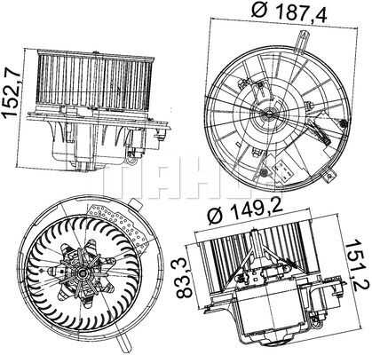 Вентилятор отопителя MAHLE/KNECHT AB149000P