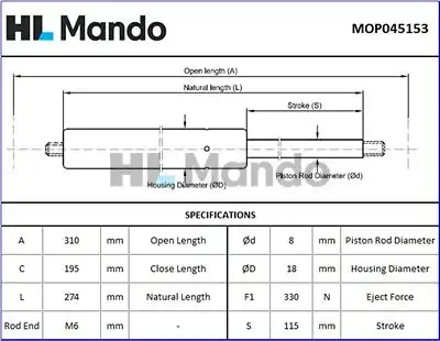 Амортизатор капота MANDO MOP045153