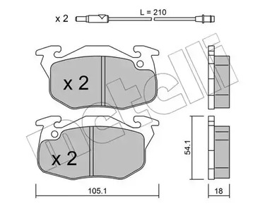 Комплект тормозных колодок дискового тормоза METELLI 22-0037-0