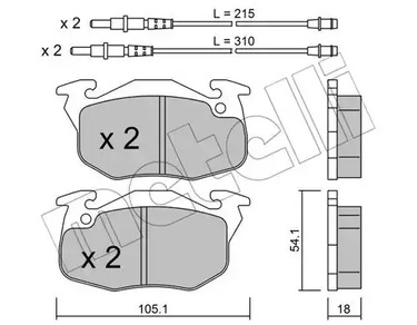 Комплект тормозных колодок дискового тормоза METELLI 22-0037-4