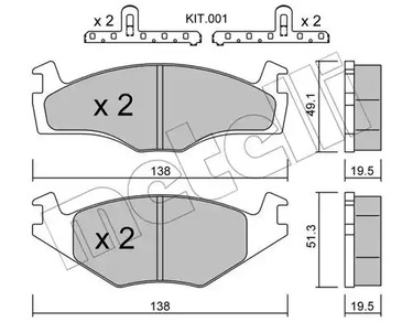 Комплект тормозных колодок дискового тормоза METELLI 22-0045-1K