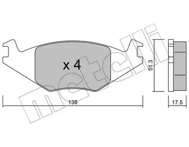 Комплект тормозных колодок дискового тормоза METELLI 22-0047-0