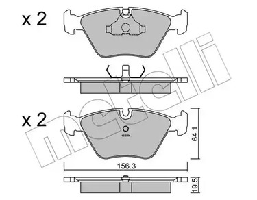 Комплект тормозных колодок дискового тормоза METELLI 22-0122-0