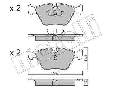 Комплект тормозных колодок дискового тормоза METELLI 22-0122-2