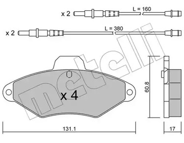 Комплект тормозных колодок дискового тормоза METELLI 22-0144-0
