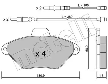 Комплект тормозных колодок дискового тормоза METELLI 22-0157-0