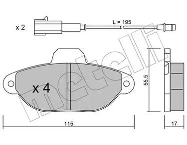 Комплект тормозных колодок дискового тормоза METELLI 22-0159-3