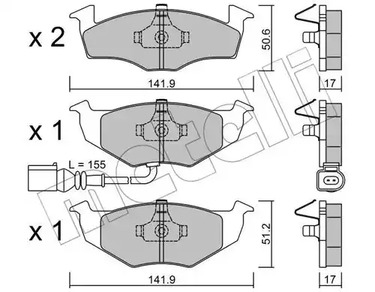 Комплект тормозных колодок дискового тормоза METELLI 22-0206-3