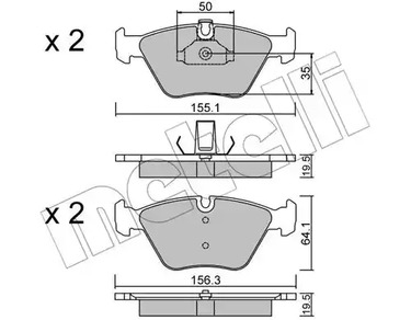 Комплект тормозных колодок дискового тормоза METELLI 22-0207-0