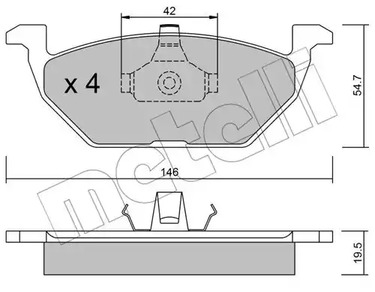 Комплект тормозных колодок дискового тормоза METELLI 22-0211-0