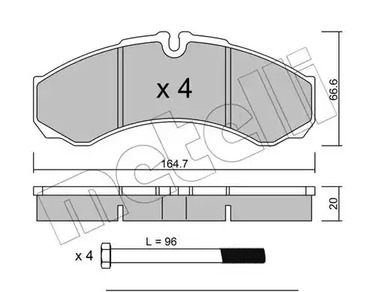 Комплект тормозных колодок дискового тормоза METELLI 22-0212-0