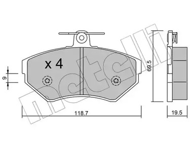 Комплект тормозных колодок дискового тормоза METELLI 22-0215-0