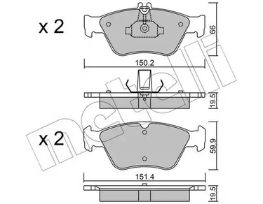 Комплект тормозных колодок дискового тормоза METELLI 22-0219-0