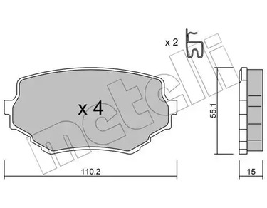 Комплект тормозных колодок дискового тормоза METELLI 22-0249-0