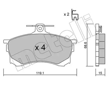 Комплект тормозных колодок дисковый тормоз METELLI 22-0250-0