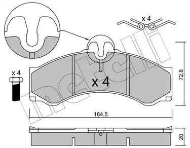 Комплект тормозных колодок дискового тормоза METELLI 22-0262-0