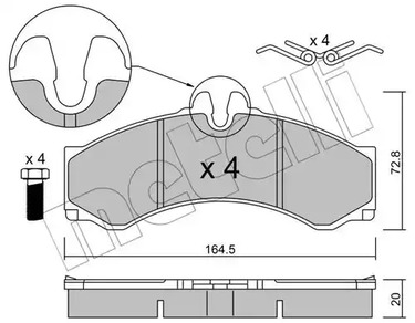 Комплект тормозных колодок дискового тормоза METELLI 22-0262-1