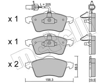 Комплект тормозных колодок дискового тормоза METELLI 22-0263-1