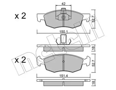 Комплект тормозных колодок дискового тормоза METELLI 22-0274-2