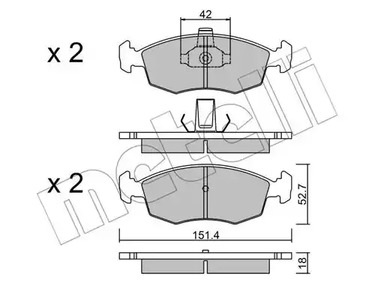 Комплект тормозных колодок дискового тормоза METELLI 22-0274-3