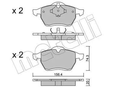 Комплект тормозных колодок дискового тормоза METELLI 22-0279-0