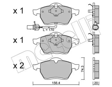 Комплект тормозных колодок дискового тормоза METELLI 22-0279-1