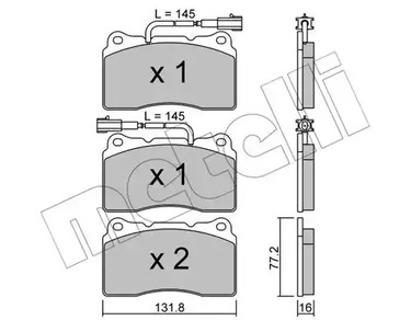 Комплект тормозных колодок дискового тормоза METELLI 22-0288-0