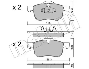 Комплект тормозных колодок дискового тормоза METELLI 22-0309-0