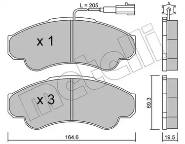 Комплект тормозных колодок дискового тормоза METELLI 22-0326-0
