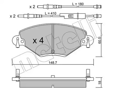 Комплект тормозных колодок дискового тормоза METELLI 22-0331-0
